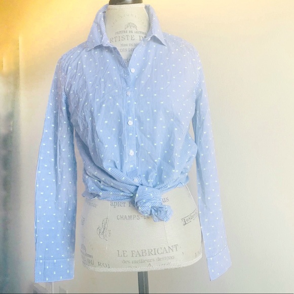 Gap Striped with Yellow Swiss Dot Button Up Sz Sm - Picture 2 of 9